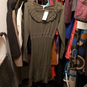 Olive green sweater dress